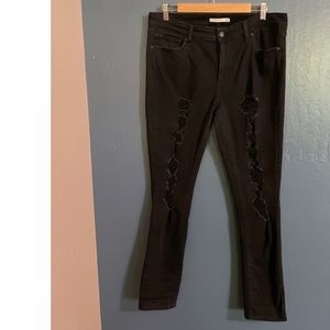 Levi’s Black 711 Skinny Distressed Jeans Size 33
